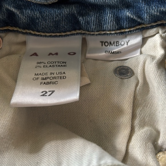Anthropologie AMO Tomboy Jean med Wash Sz. 27 Button~Fly Stretch Mid Rise - Picture 8 of 9
